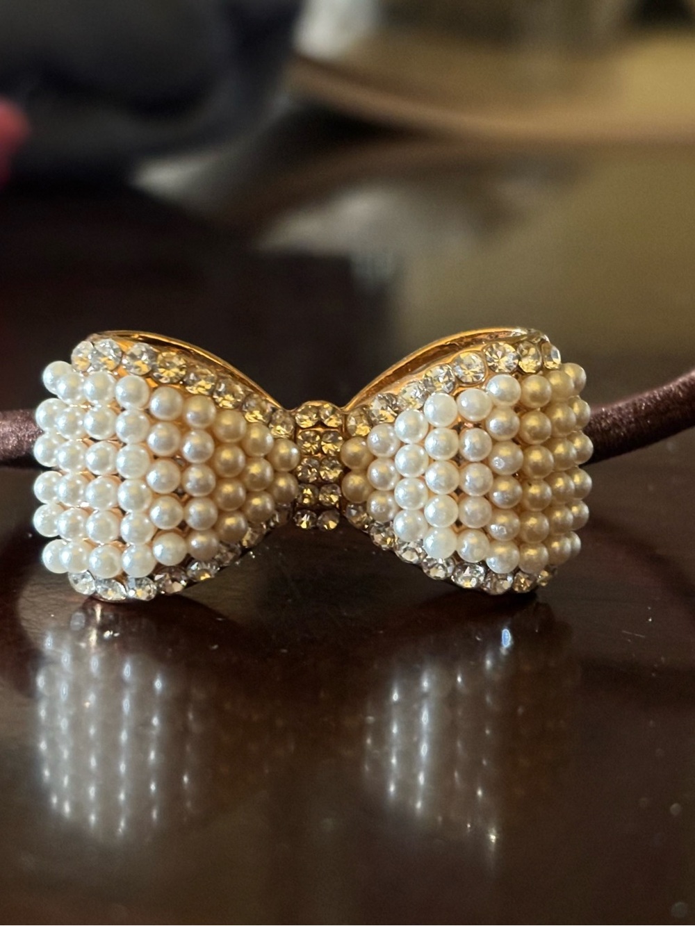 Pearl & Crystal Bow Hair Tie - Elegant Ivory Hair Accessory
